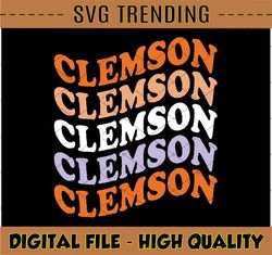 Clemson SVG, College, University svg, college football, sports svg, retro, wave font, Cut Files svg, NCAA Sport Svg, NCA