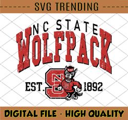 Vintage 90's NC State Wolfpack Svg, Nc State Svg , Vintage Style University Of NC State Png Svg dxf NCAA Svg, NCAA Sport
