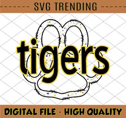 Purple Gold Tigers Svg, Drawn Digital Download, Football PNG, Paw Print Sublimation Design Tigers Football, NCAA Svg