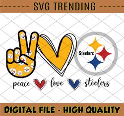 Peace Love Steelers Svg, Peace love Design inspired Png Digital Download, NFL Teams, NFL Png, Football Teams Png, Instan