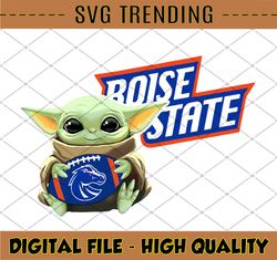 Baby Yoda with Boise State Broncos Football PNG,Baby Yoda png,NCAA png,Digital Download,printing
