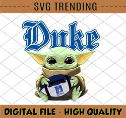 Baby Yoda with Duke Bluedevil Football PNG,Baby Yoda png, NCAA png, Digital Download