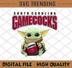 Baby Yoda with South Carolina Gamecocks Football PNG,Baby Yoda png, NCAA png, Digital Download