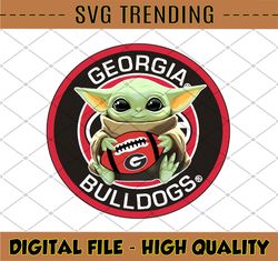 Baby Yoda with Georgia Bulldogs Football PNG,Baby Yoda png, NCAA png, Digital Download