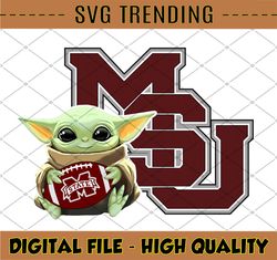 Baby Yoda with Mississippi State Bulldogs Football PNG,Baby Yoda png, NCAA png, Digital Download