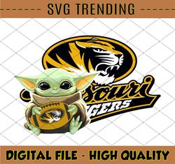 Baby Yoda with Missouri Tigers Football PNG,Baby Yoda png, NCAA png, Digital Download