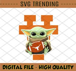 Baby Yoda with Texas LongHorns Football PNG,Baby Yoda png,NCAA png, Digital Download