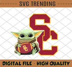 Baby Yoda with USC Trojans Football PNG,Baby Yoda png, NCAA png, Digital Download