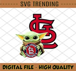 Baby Yoda with St Louis Cardinals Baseball PNG, Baby Yoda MLB png, MLB png, Digital Download,printing