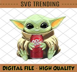 Baby Yoda with Dr Pepper PNG, Baby Yoda png, Sublimation ready, png files for sublimation