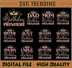 Birthday Princess Svg Bundle, Mom of the Birthday Princess Png, Dad of the Birthday Princess, Birthday Party Png, Matchi
