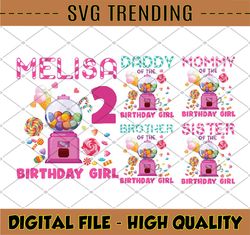 Personalized Birthday Girls Candy Birthday Png, Family Birthday Png, Lollipop birthday Sweet Candy Png, Digital Download