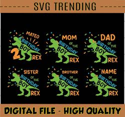 Custom Name Age Dinosaur Birthday Boy svg, T-Rex Birthday Boy Svg, Custom Dinosaur Family Birthday Party Svg, Digital Do