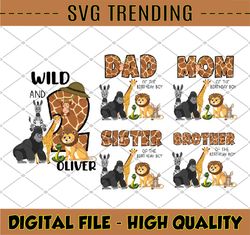 Personalized Name Age Safari Animals Birthday Family Png, Family Matching Birthday Party Wild and Family Birthday Png, D