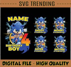 Personalized Sonic Birthday Png, Custom Sonic Hedgehog Birthday Png, Birthday Boy Girl Png, Custom Family Birthday, Digi