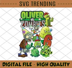 Custom Plants vs Zombies Png, Personalization Name and Age Gaming Birthday Zombies Design Png, Print Instant Digital Dow