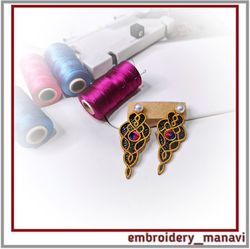 Free-standing lace In The Hoop design Earrings(ITH) - Embroidery Manavi 05