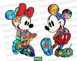 Mickey & Minnie Splash of color Png, Disney Cartoon Characters Png, Disney Family Trip 2024 Png, Magical Kingdom Png