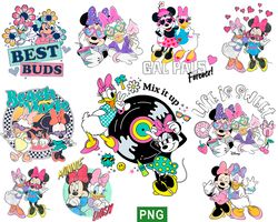 Retro Minnie Mouse and Daisy Duck Png Bundle, Vintage Minnie And Daisy Png, Disneyland Png, Magic Kingdom Trip Png