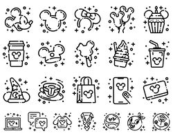 Magical Kingdom Food And Drink Svg Png Line Art Icon, Disney Snack and Food, Disney Foods and Drinks Svg Png