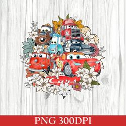 Floral Lightning Mcqueen PNG, Vintage Disney Cars PNG, Disney Car Pixar PNG, Cars Theme Birthday PNG, Cars Character PNG