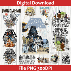 Full Design Star Wars PNG 300DPI, Star Wars A New Hope Faded PNG, Galaxy Wars Vintage Style PNG, Empire Strikes Back PNG