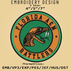 NCAA Logo Florida A&M Rattlers, Embroidery design, Embroidery Files, NCAA Florida A&M, Machine Embroidery Pattern