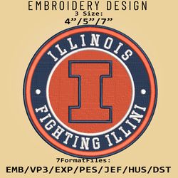 NCAA Logo Illinois Fighting Illini, Embroidery design, Embroidery Files, NCAA Illinois Fight, Machine Embroidery Pattern
