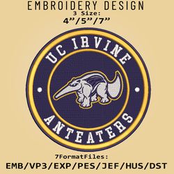NCAA Logo UC Irvine Anteaters, Embroidery design, Embroidery Files, NCAA UC Irvine Anteaters, Machine Embroidery Pattern