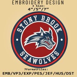 NCAA Logo Stony Brook Seawolves, Embroidery design, Embroidery Files, NCAA Stony Brook, Machine Embroidery Pattern