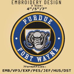 NCAA Logo Purdue Fort Wayne Mastodons, Embroidery design, Embroidery Files, NCAA Mastodons, Machine Embroidery