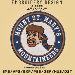 NCAA Logo Mount St Mary's Mountaineers, Embroidery design, Embroidery Files, NCAA Mountaineers, Machine Embroidery