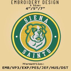 NCAA Logo Siena Saints, Embroidery design, Embroidery Files, NCAA Siena Saints, Machine Embroidery
