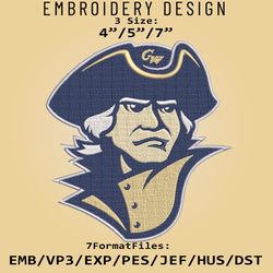 NCAA Logo George Washington Revolutionaries, Embroidery design, Embroidery Files, NCAA Washington, Machine Embroidery