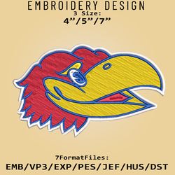 NCAA Logo Kansas Jayhawks, Embroidery design, Embroidery Files, NCAA Kansas Jayhawks, Machine Embroidery