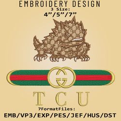 NCAA Logo TCU Horned Frogs Embroidery design, Embroidery Files, NCAA Gucc.i, Machine Embroidery