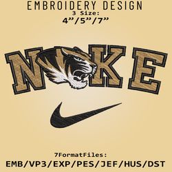 NCAA Logo Nike Missouri Tigers Embroidery design, Embroidery Files, Machine Embroidery Pattern