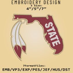NCAA Florida State Seminoles Logo, Embroidery design, NCAA Seminoles, Embroidery Files, Machine Embroider Pattern