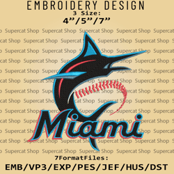 Miami Marlins MLB Embroidery Designs, MLB Logo Embroidery Files, MLB Miami Marlins, Machine Embroidery Pattern