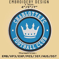 Charlotte FC MLS Embroidery Designs, MLS Logo Embroidery Files, MLS Charlotte FC, Embroidery Pattern