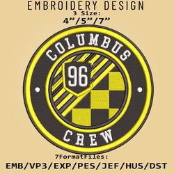 Columbus Crew FC MLS Embroidery Designs, MLS Logo Embroidery Files, MLS Columbus Crew FC, Embroidery Pattern