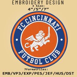 Cincinnati FC MLS Embroidery Designs, MLS Logo Embroidery Files, MLS Cincinnati FC, Embroidery Pattern