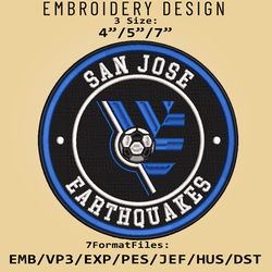 San Jose Earthquakes FC MLS Embroidery Designs, MLS Logo Embroidery Files, MLS San Jose FC, Embroidery Pattern
