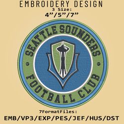 Seattle Sounders FC MLS Embroidery Designs, MLS Logo Embroidery Files, MLS Seattle Sounders FC, Embroidery Pattern