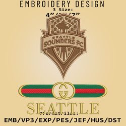 MLS Gucc.i Seattle Sounders FC Embroidery Designs, MLS Logo Embroidery Files, MLS Seattle FC, Embroidery Pattern