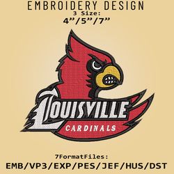 NCAA Louisville Cardinals Logo, Embroidery design, NCAA Louisville, Embroidery Files, Machine Embroider Pattern