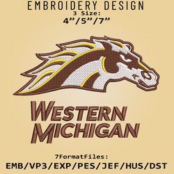 NCAA Western Michigan Broncos Logo, Embroidery design, NCAA Broncos, Embroidery Files, Machine Embroider Pattern