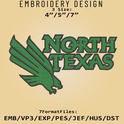 North Texas Mean Green NCAA Logo, Embroidery design, NCAA North Texas, Embroidery Files, Machine Embroider Pattern