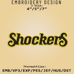 Wichita State Shockers NCAA Logo, Embroidery design, NCAA Wichita State, Embroidery Files, Machine Embroider Pattern