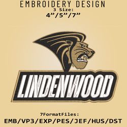 NCAA Lindenwood Lions Logo, Embroidery design, NCAA Lindenwood Lions, Embroidery Files, Machine Embroider Pattern